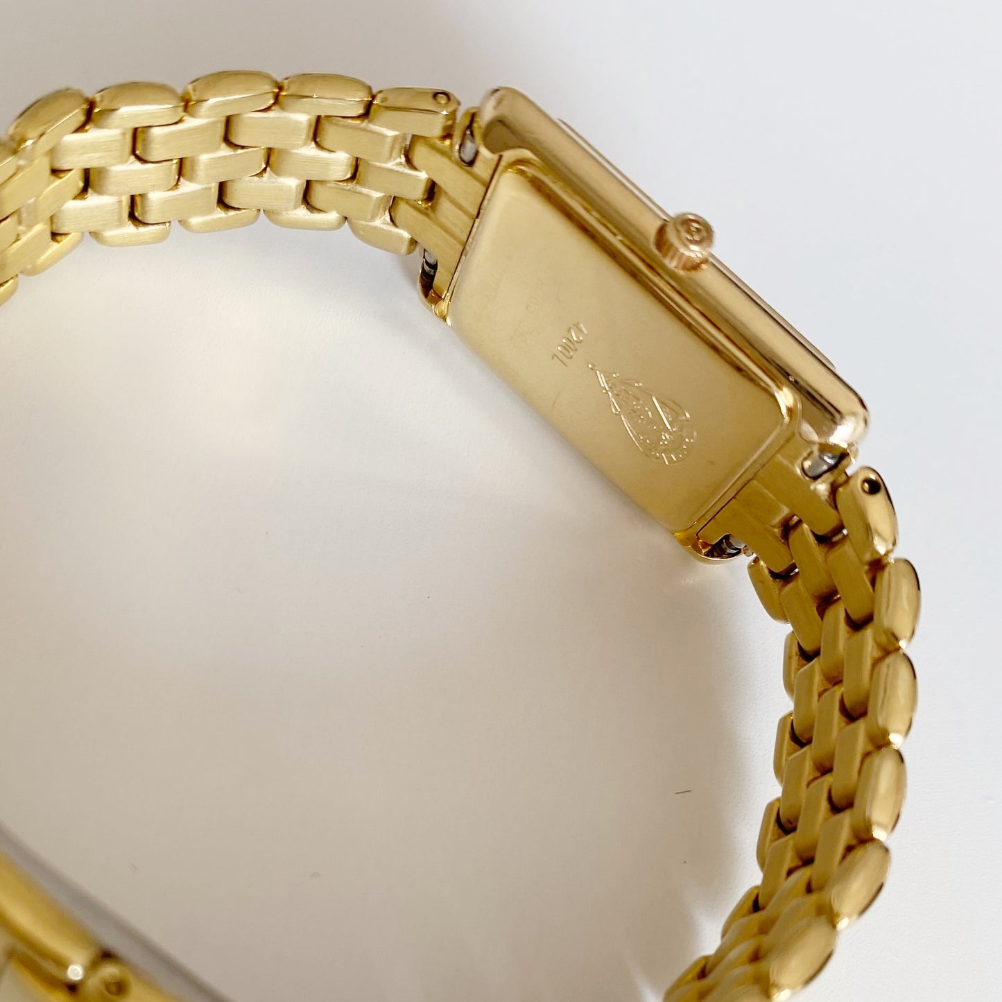 Gucci 1990s Gold Plated Rectangular Dial Watch