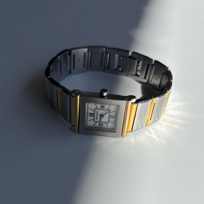 Yves Saint Laurent 1990s Square Dial Two-Tone Gold-Plated Watch