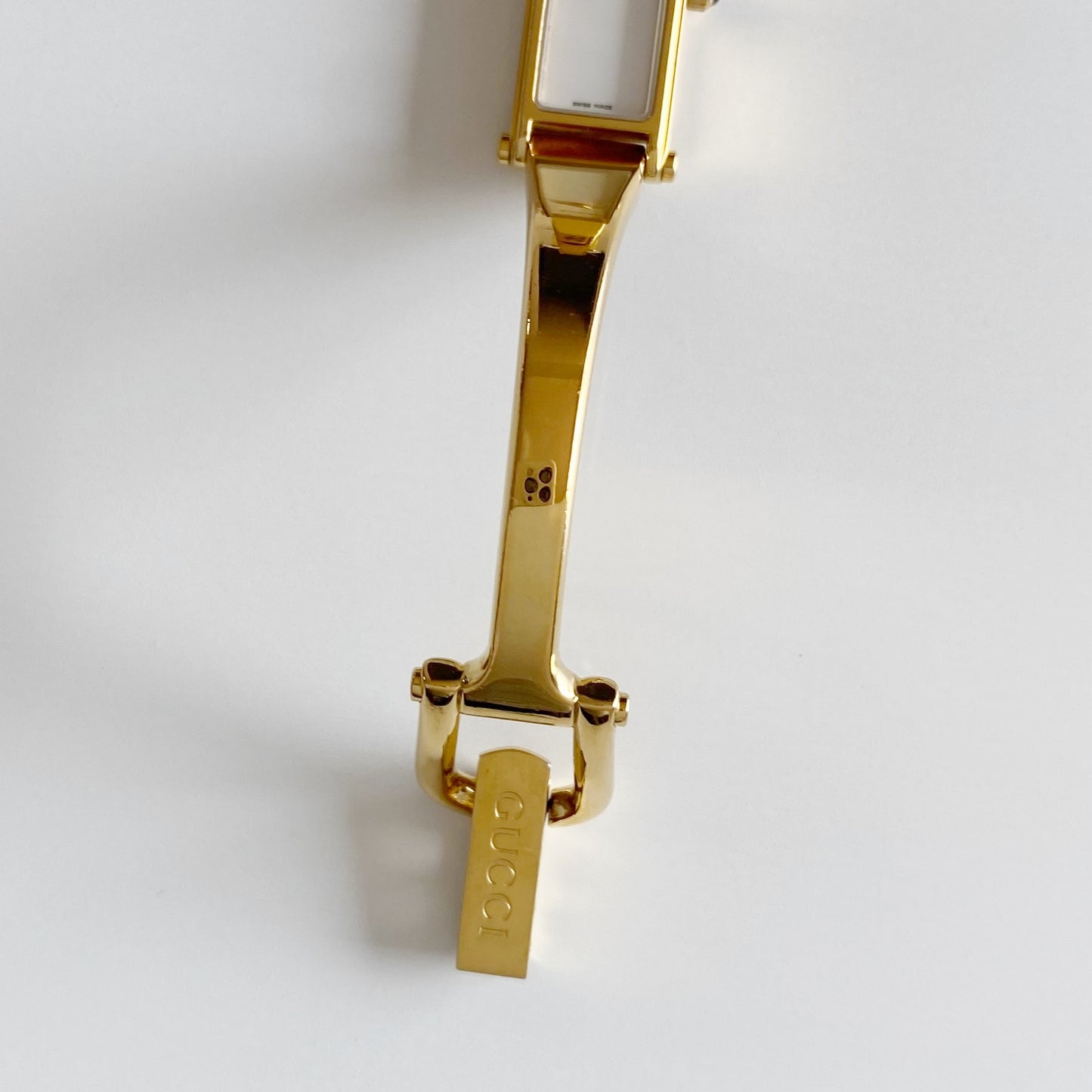 Gucci 1990s Seashell Dial Gold Plated Bangle Watch