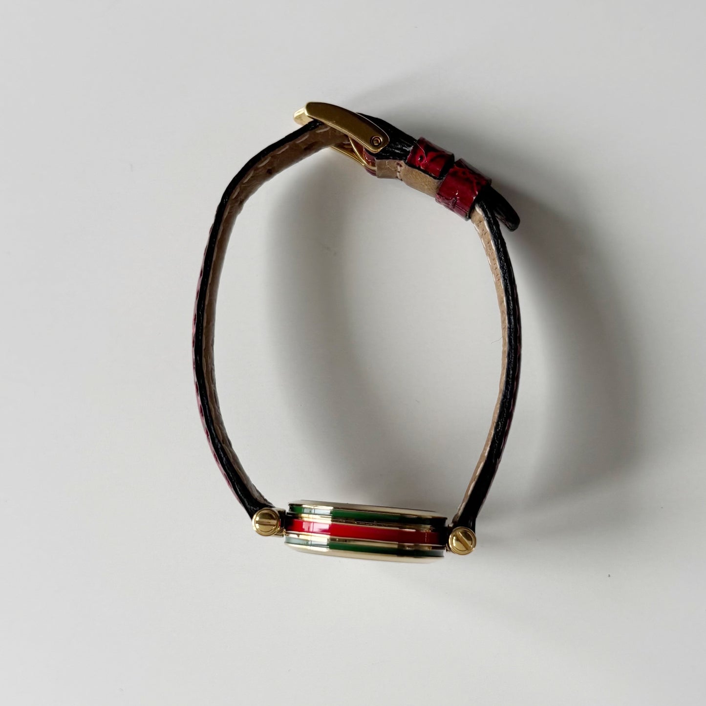 Gucci 1990s Round Dial Red Gold Plated Watch