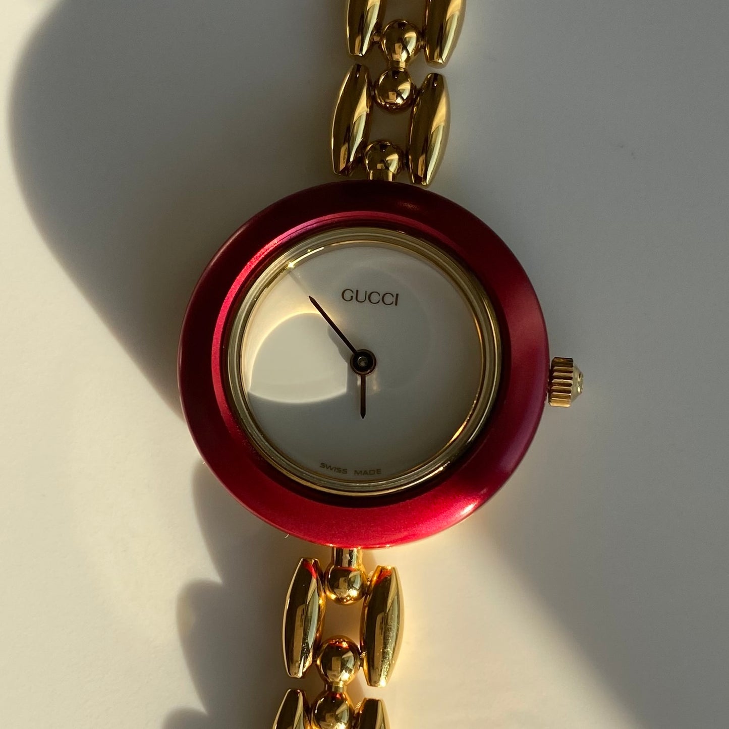 Gucci 1990s Interchangeable Bezel Gold Plated Watch with 6 bezels, case (160mm)