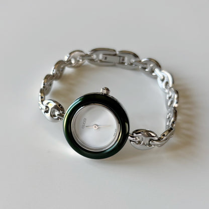 Gucci 1990s Interchangeable Bezel Stainless steel Chain Watch with 6 bezels, case