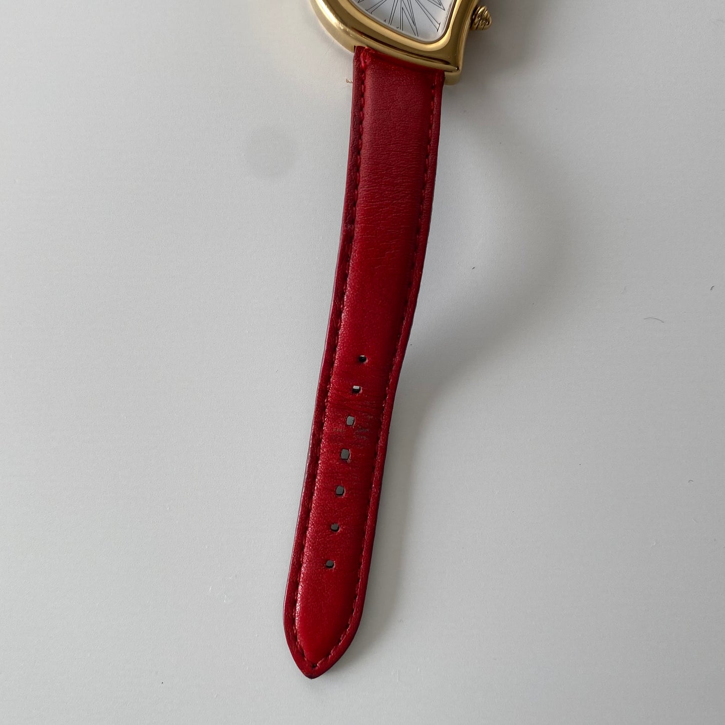 Yves Saint Laurent 1990s Heart shaped Gold Plated Red Watch