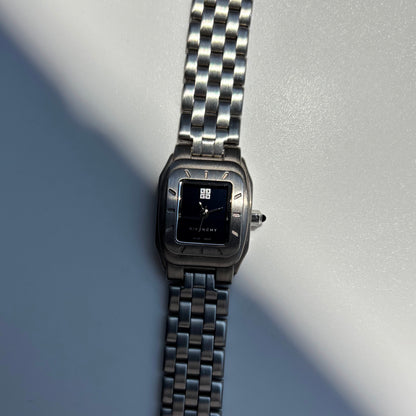 Givenchy 1990s Black Dial Silver Watch