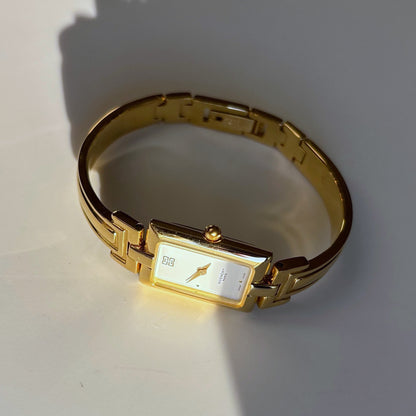 Givenchy 1990s Rectangular Dial Gold Plated Bangle Watch