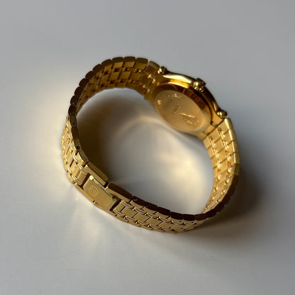 Gucci 1990s Date Round Dial Gold Plated Watch