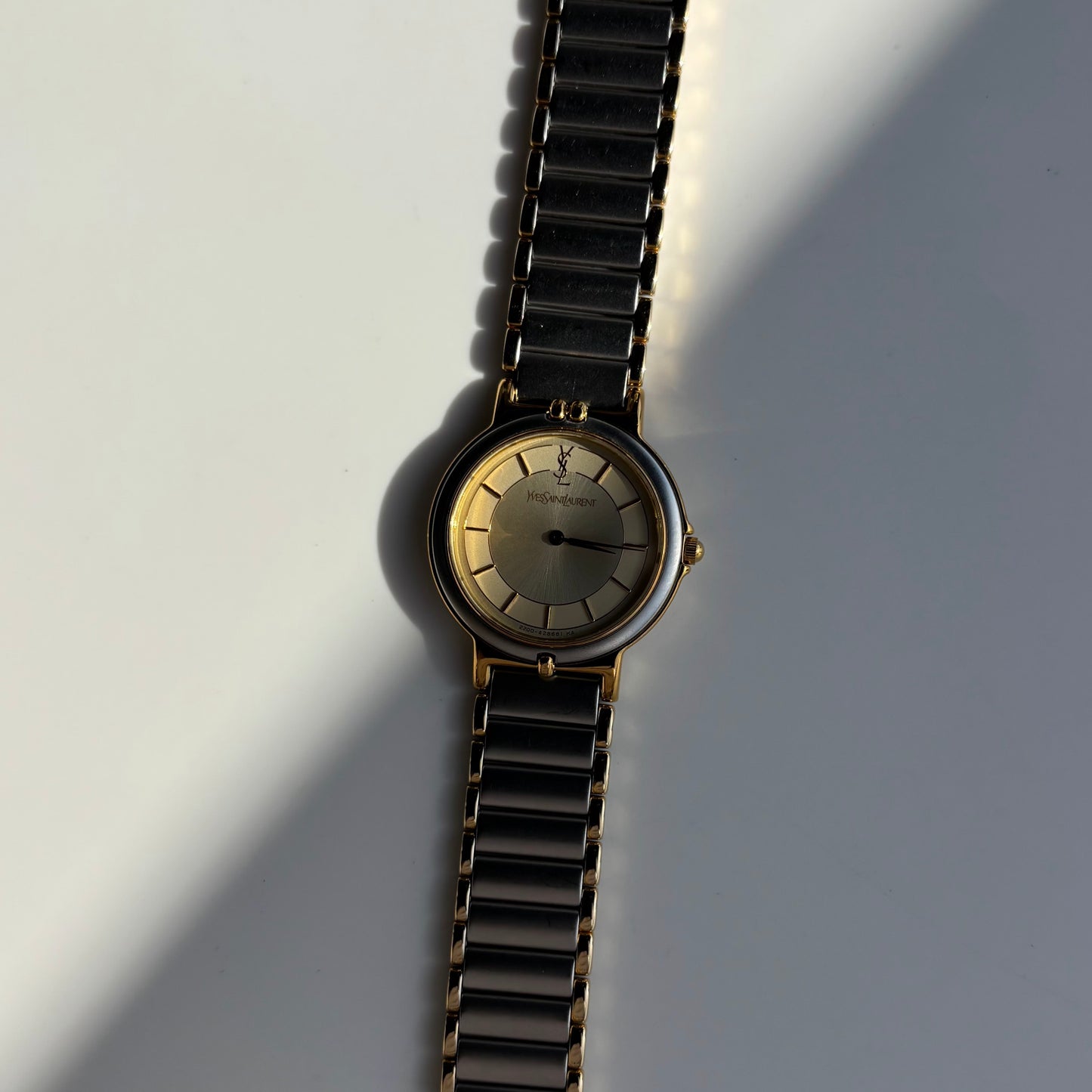 Yves Saint Laurent 1990s Round Dial Two Tone Watch