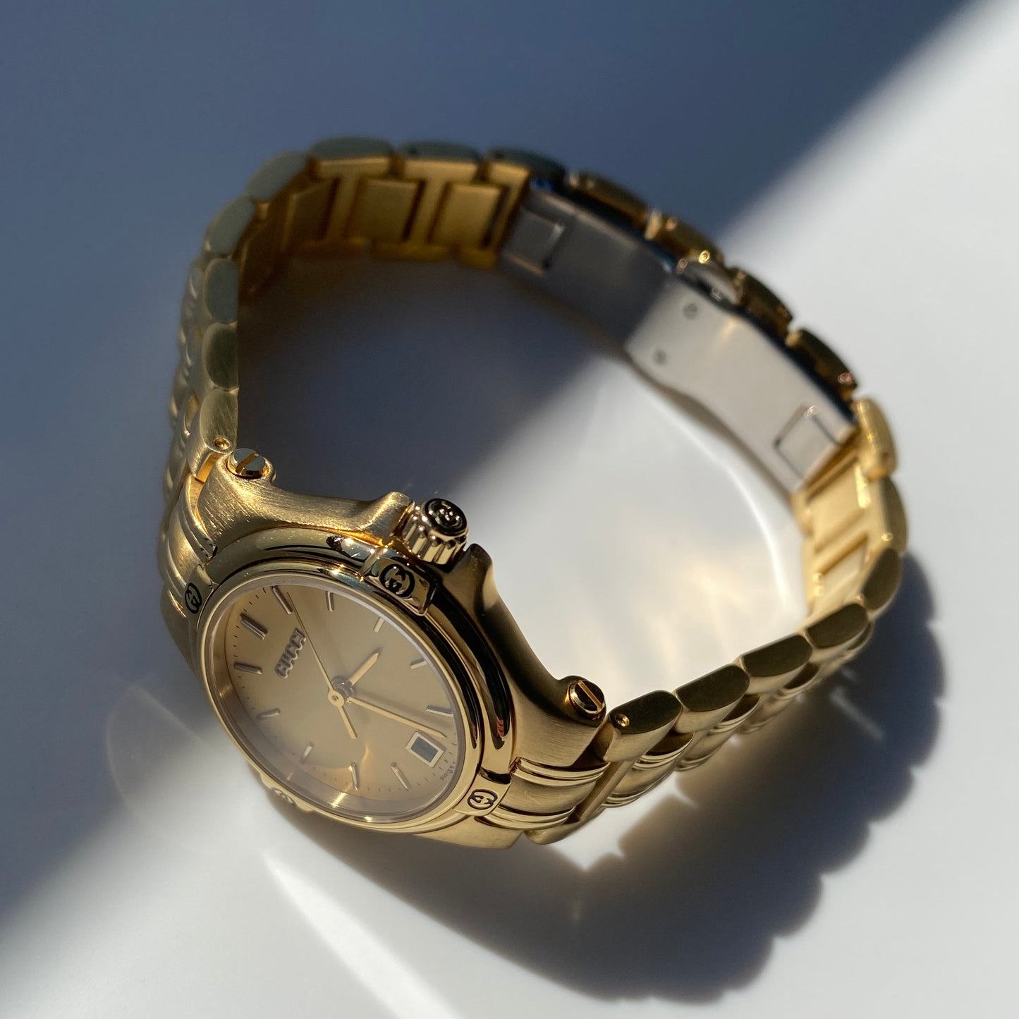 Gucci 1990s Date Gold Plated Watch
