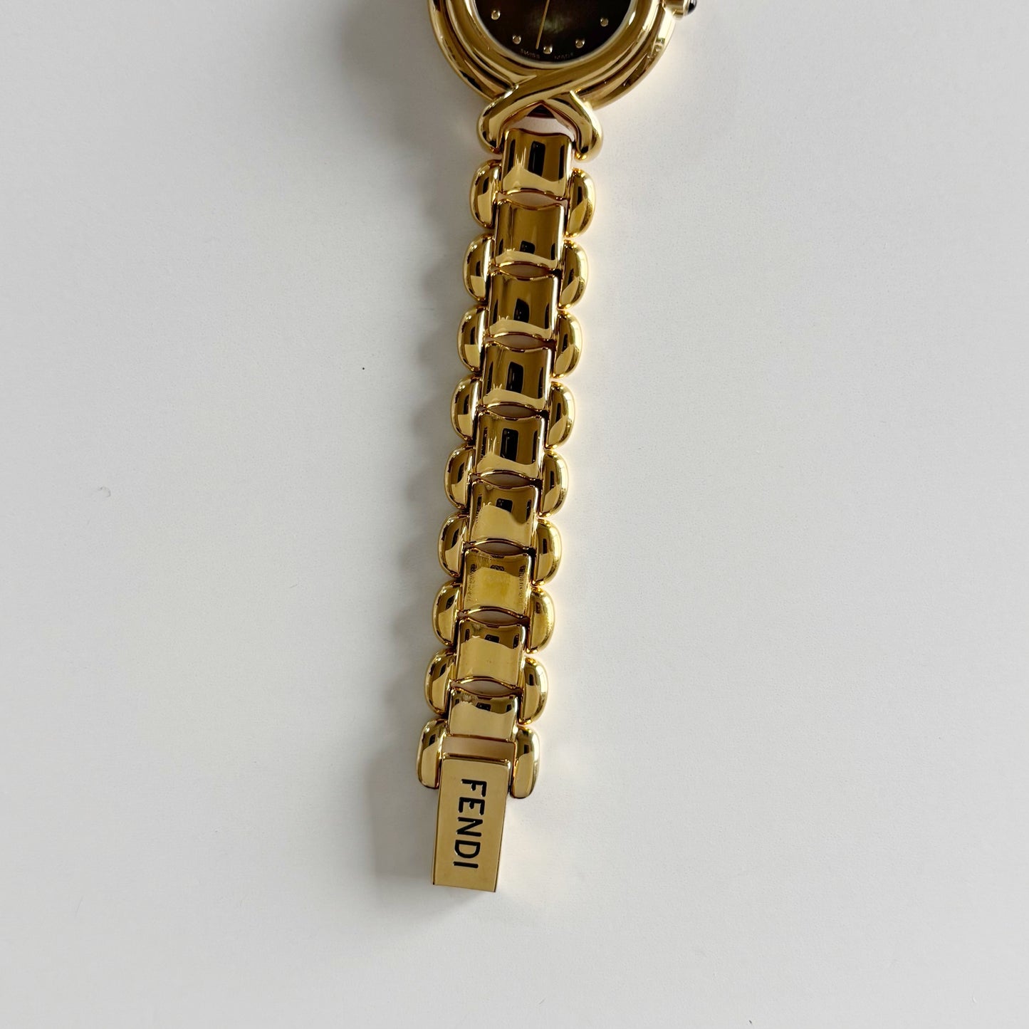 Fendi 1990s Seashell Dial Gold Plated Watch