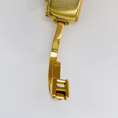 Gucci 1990s Square Gold Plated Bangle Watch