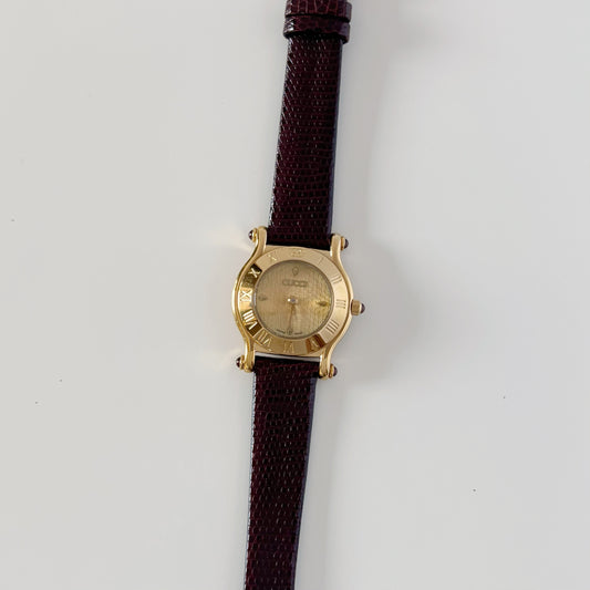 Gucci 1990s Gold Round Dial Watch