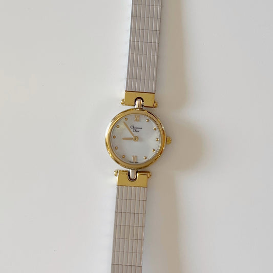 Dior 1990s Seashell Dial Two Tone Watch
