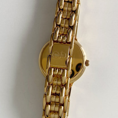 Dior 1990s Round Dial Gold Plated Watch