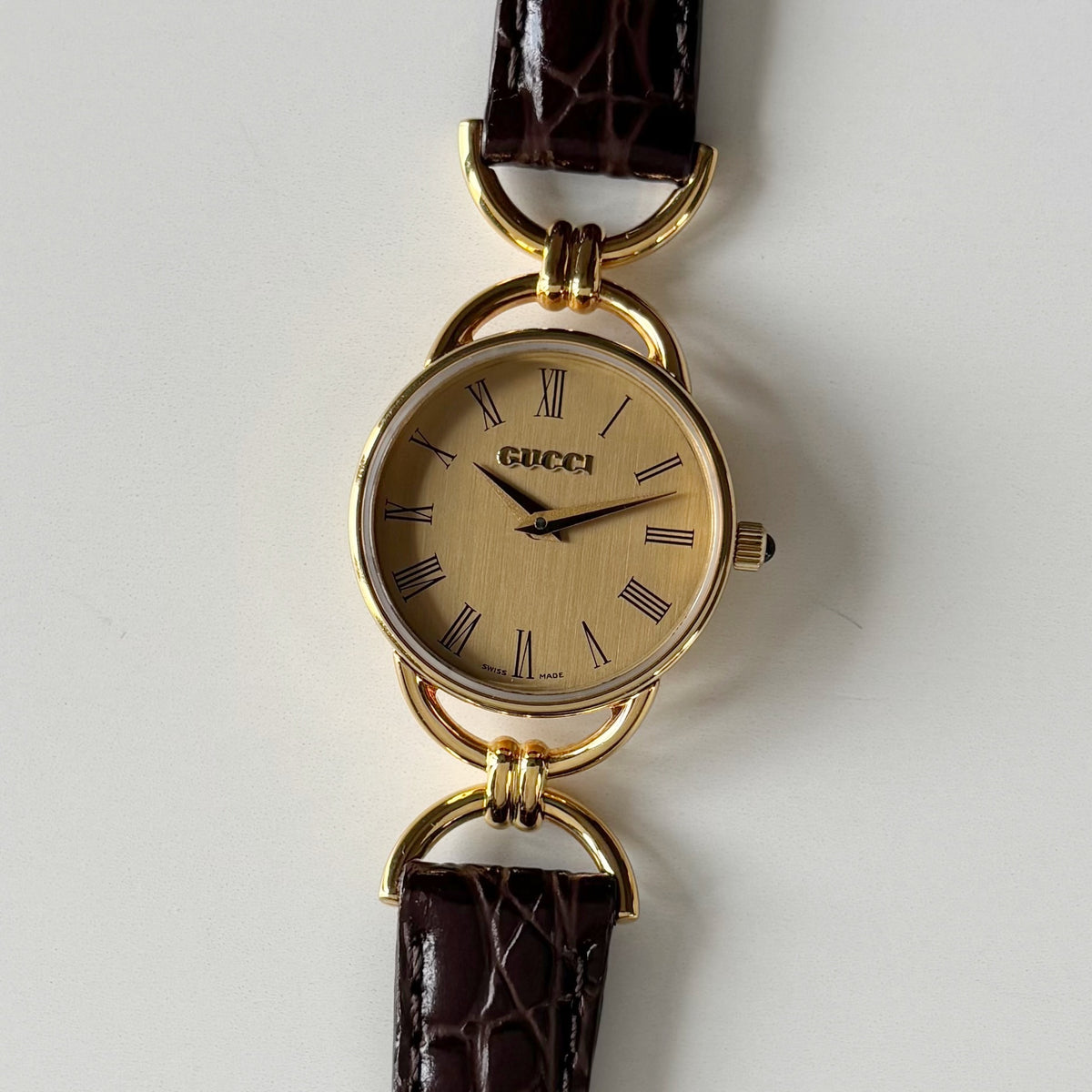 Gucci 1990s Gold Dial Horsebit Gold-Plated Watch