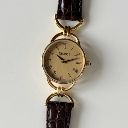 Gucci 1990s Gold Dial Horsebit Gold-Plated Watch