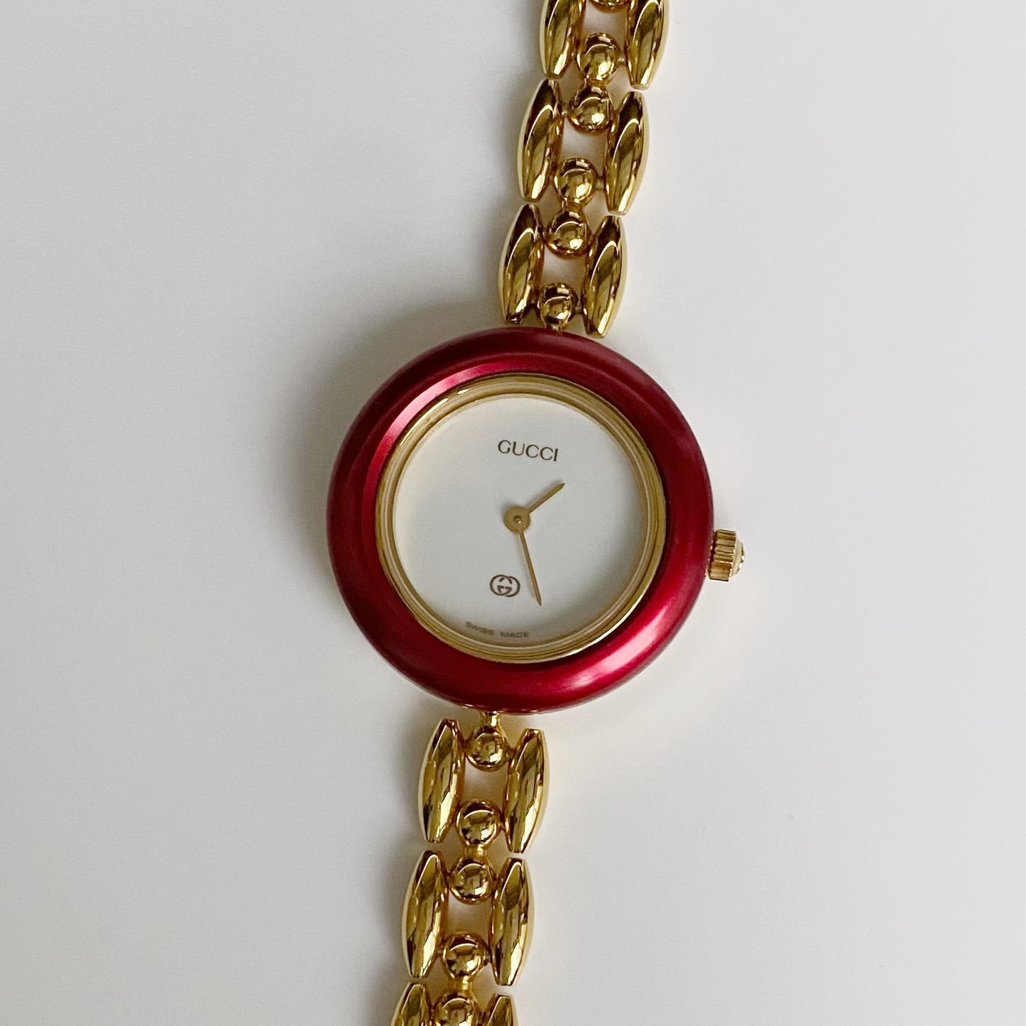 Gucci 1990s Interchangeable Bezel Gold Plated Watch with 6 bezels, case