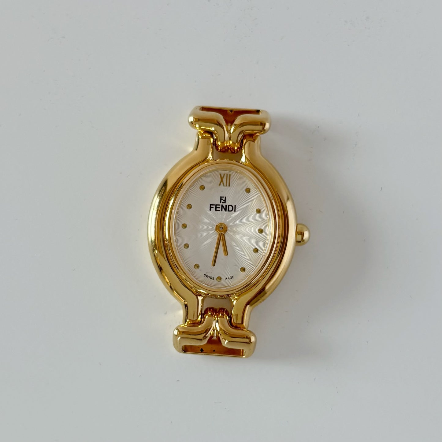 Fendi 1990s Interchangeable Strap Gold Plated Watch with 5 straps, case