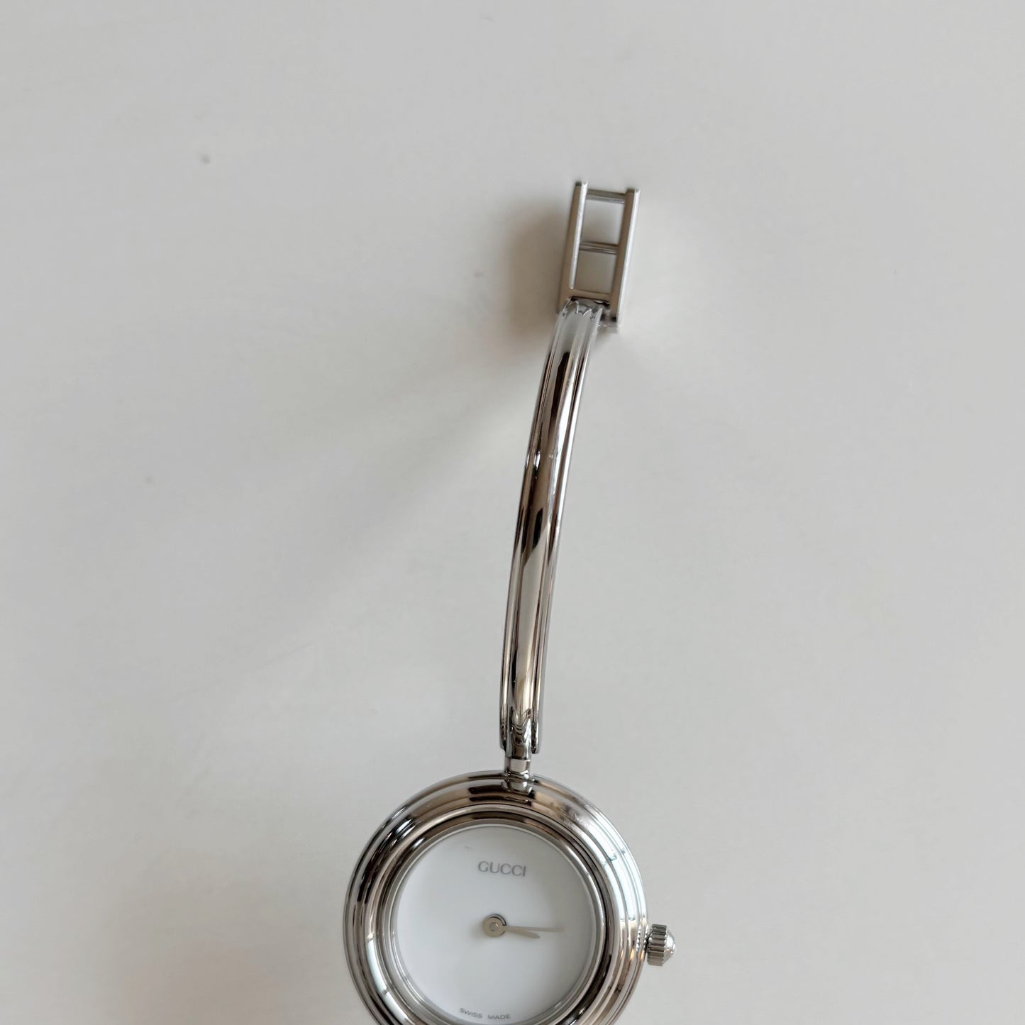 Gucci 1990s Interchangeable Bezel Stainless steel Bangle Watch with 12 bezels, case (Small)