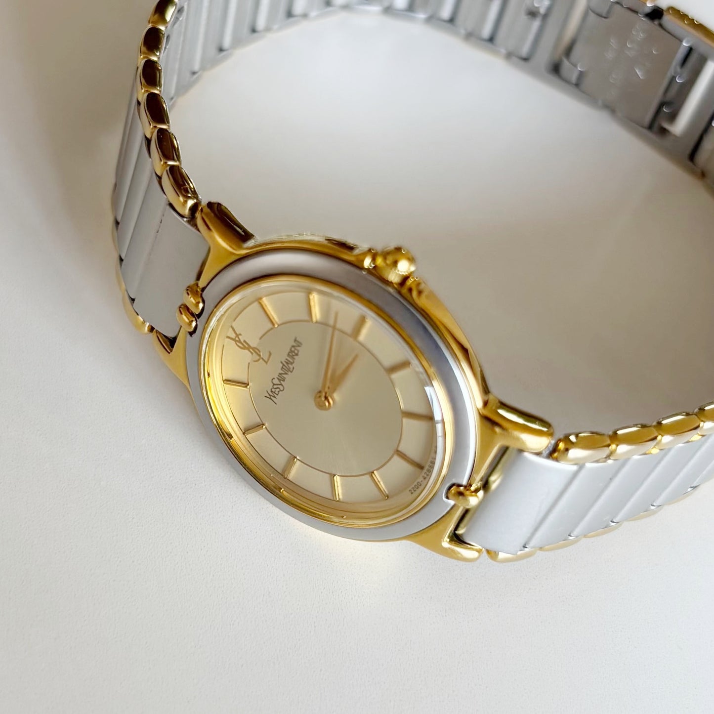 Yves Saint Laurent 1990s Round Dial Two Tone Watch