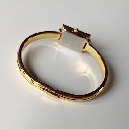 Yves Saint Laurent 1990s Green Dial Gold Plated Bangle Watch