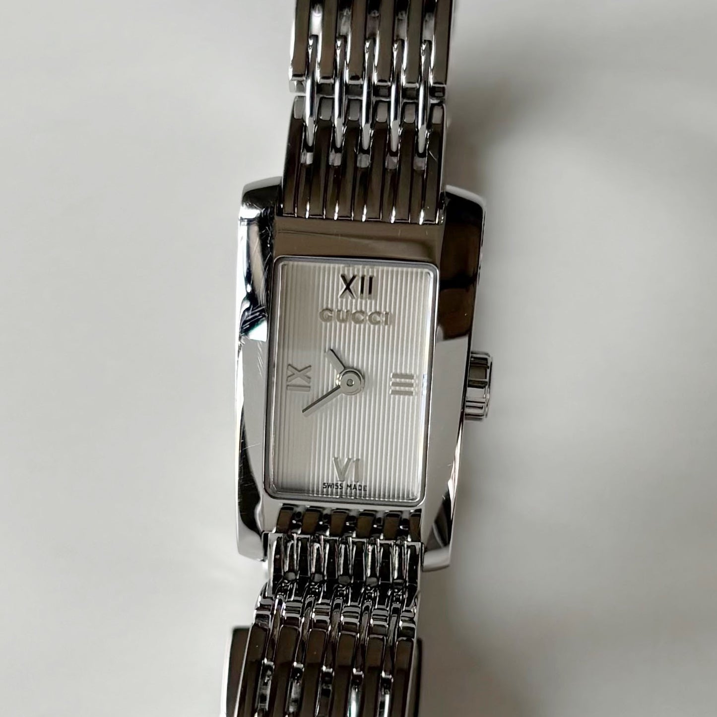 Gucci 1990s Rectangular Dial Silver Watch