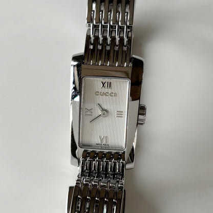Gucci 1990s Rectangular Dial Silver Watch