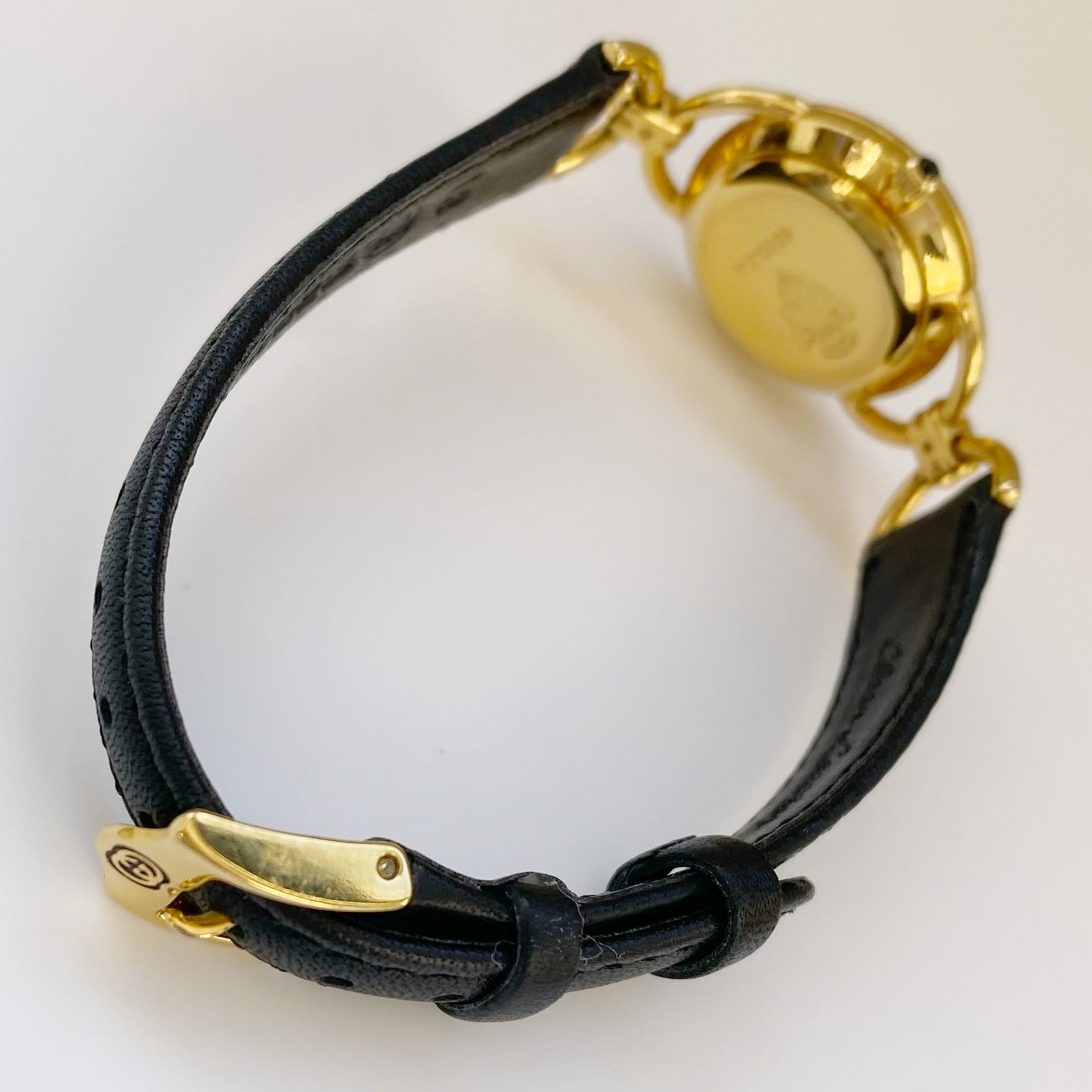 Gucci 1990s Black Dial Gold Plated Watch