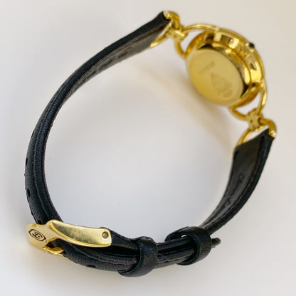 Gucci 1990s Black Dial Gold Plated Watch