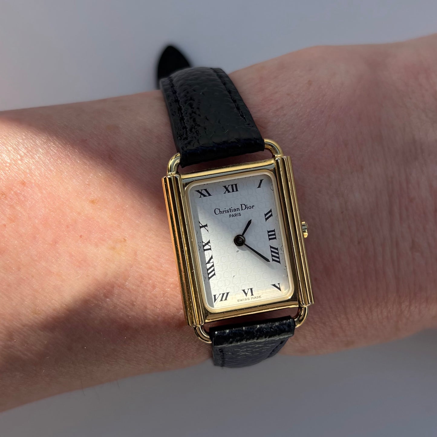 Dior 1990s Tank CD Logo Gold Plated Watch