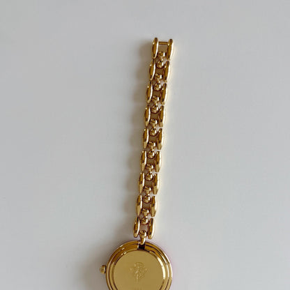 Gucci 1990s Interchangeable Bezel Gold Plated Rice Chain Watch with 6 bezels, case (175mm)