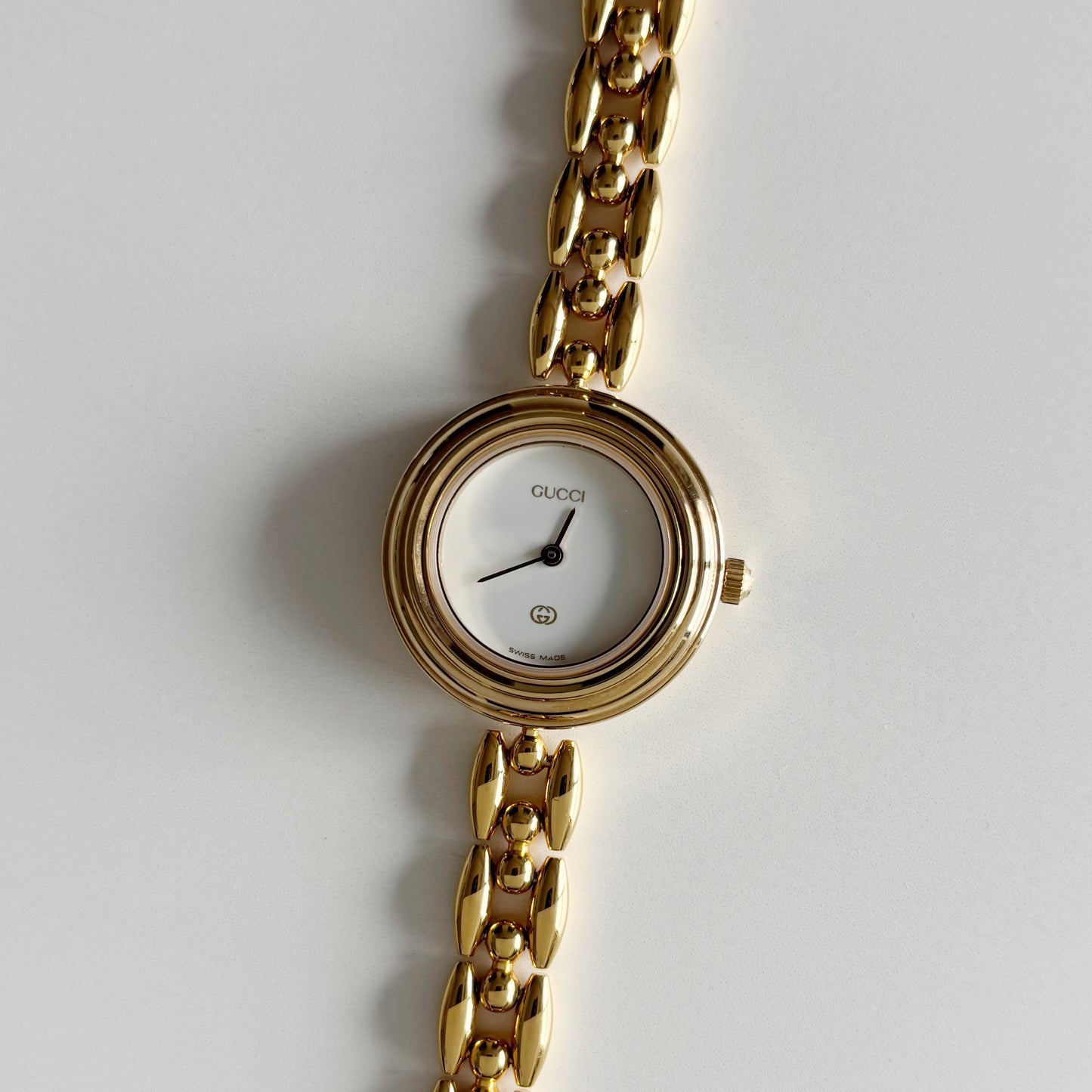 Gucci 1990s Interchangeable Bezel Gold Plated Watch with 6 bezels, case (165mm)