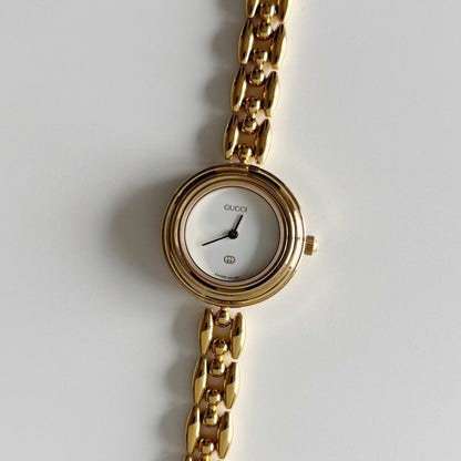 Gucci 1990s Interchangeable Bezel Gold Plated Watch with 6 bezels, case (165mm)