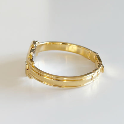 Givenchy 1990s Rectangular Dial Gold Plated Bangle Watch