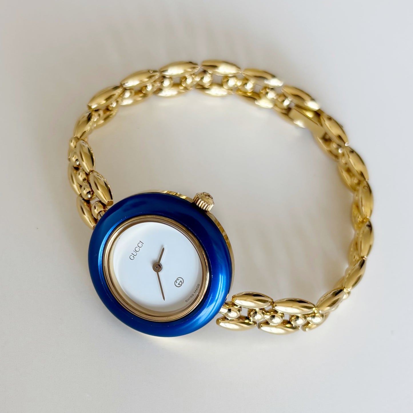 Gucci 1990s Interchangeable Bezel Gold Plated Watch with 6 bezels, case (167mm)