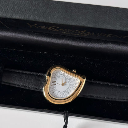 Yves Saint Laurent 1990s Heart Shaped Dial Gold Plated Watch