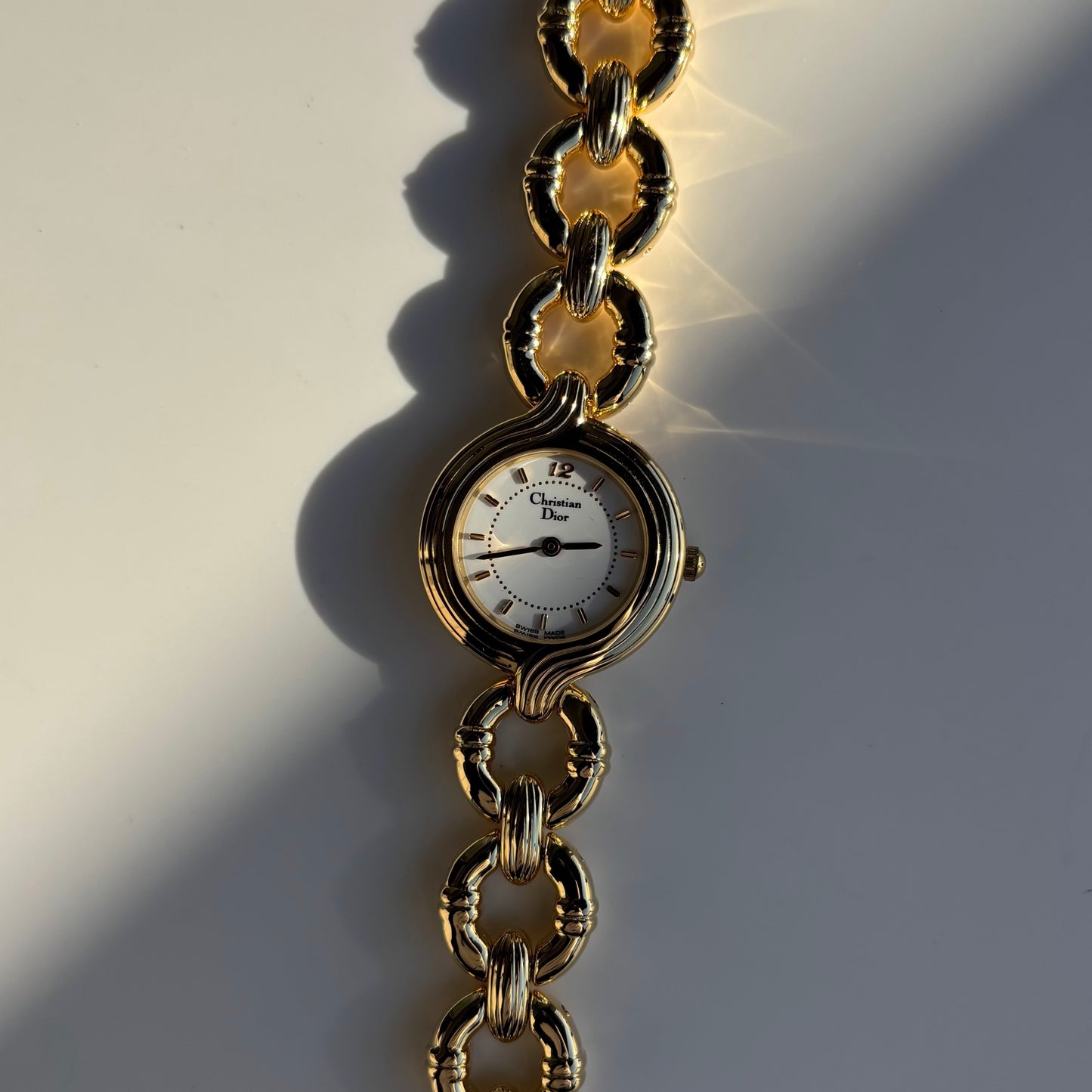 Dior 1990s Round Dial Gold Plated Watch