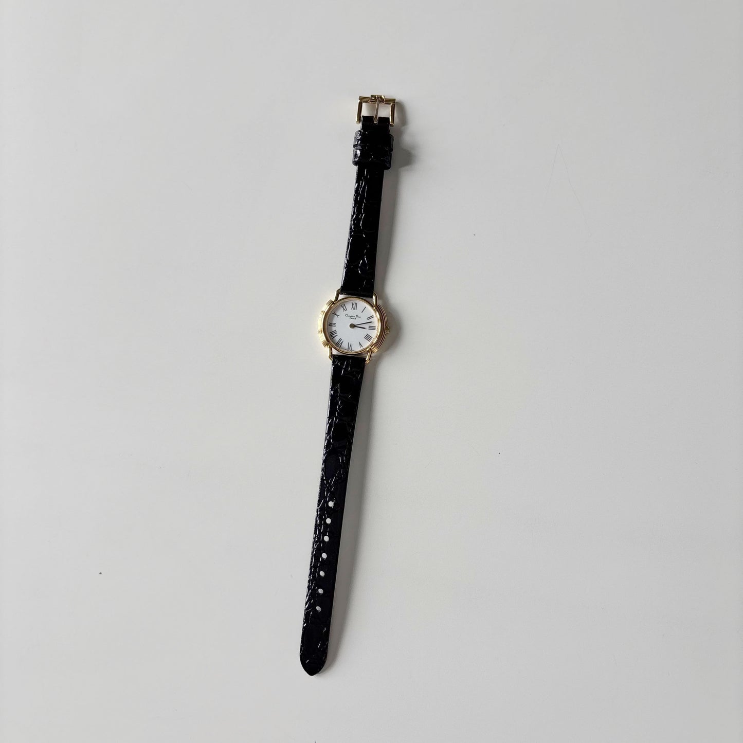 Dior 1990s Round Dial Gold Plated Watch