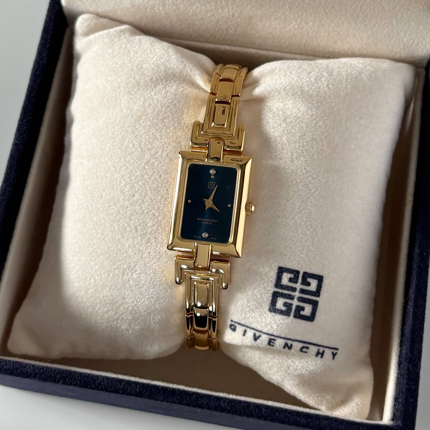 Givenchy 1990s Tank Gold Plated Watch