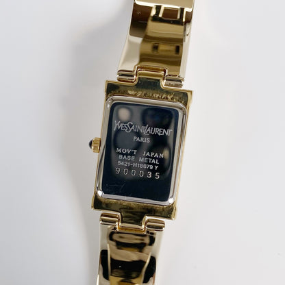 Yves Saint Laurent 1990s Seashell Dial Gold Plated Bangle Watch