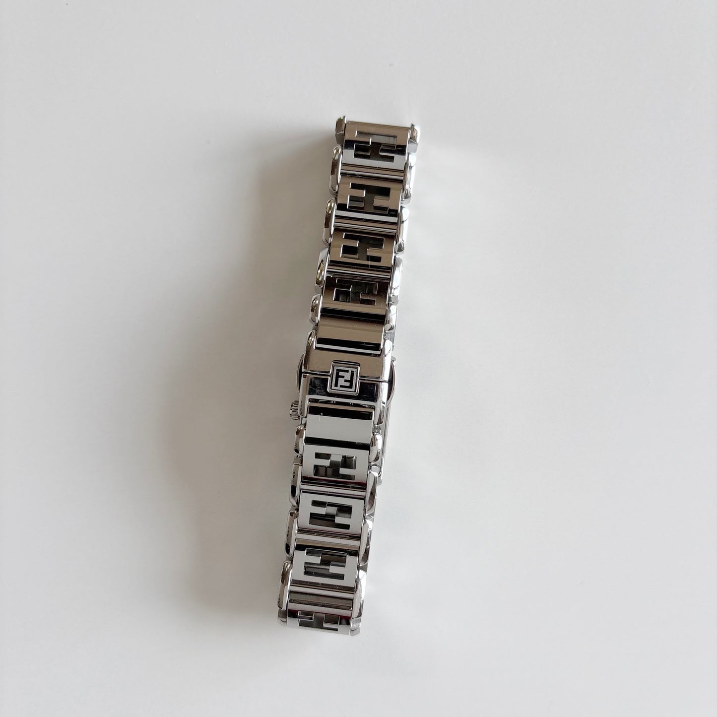 Fendi 1990s Seashell Dial Tank Stainless steel Watch