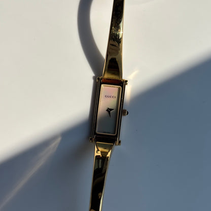 Gucci 1990s Seashell Gold Plated Bangle Watch