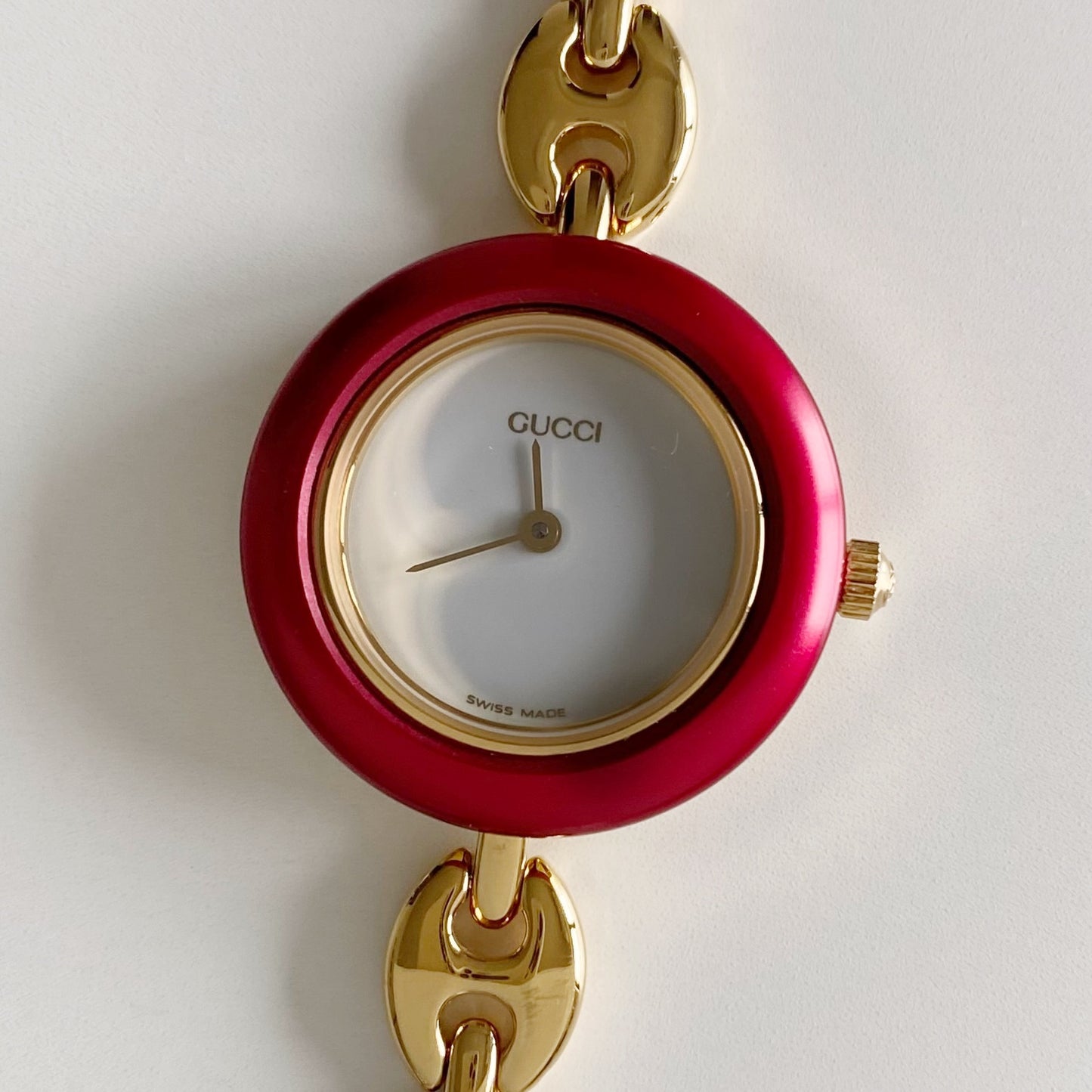 Gucci 1990s Interchangeable Bezel Gold Plated Watch with 6 bezels, case (166mm)