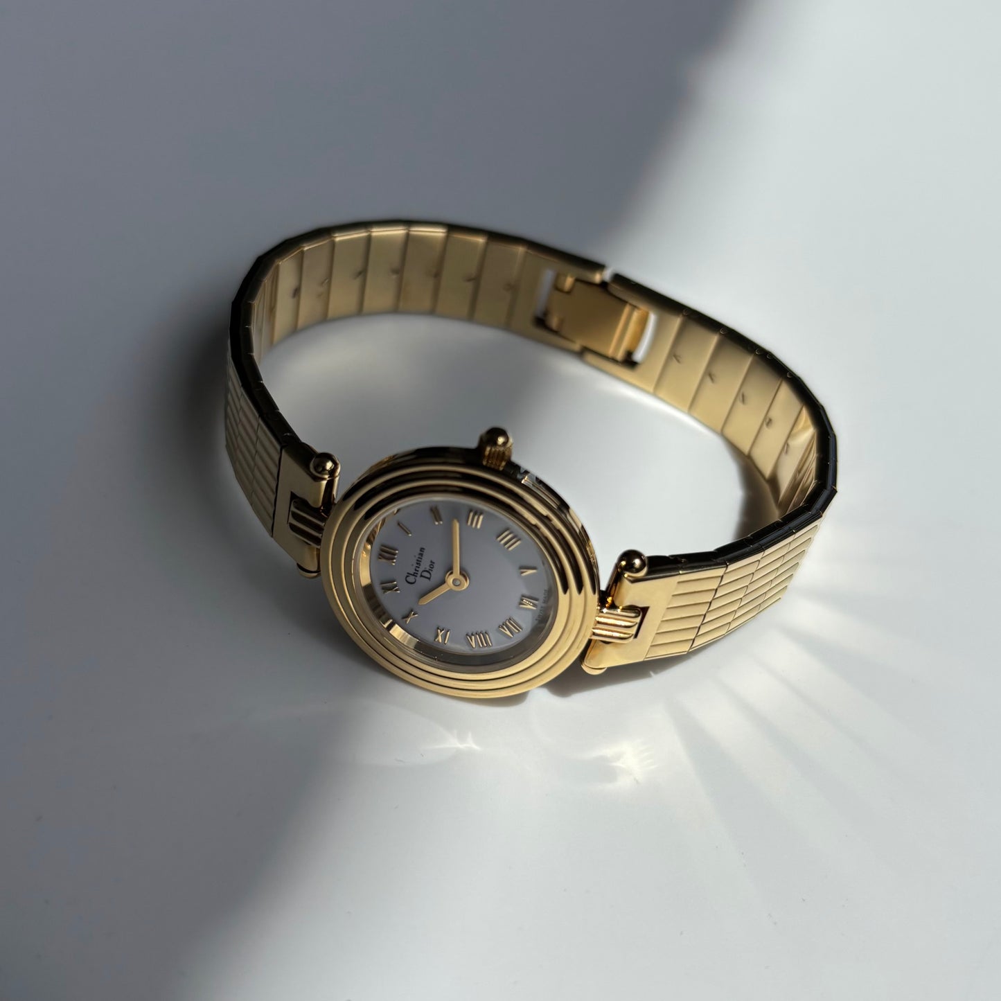 Dior 1990s Round Dial Gold Plated Watch
