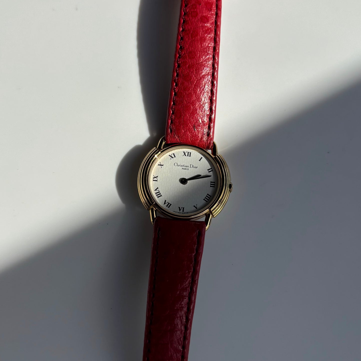 Dior 1990s CD Logo Round Dial Gold Plated Watch