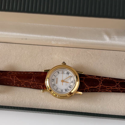 Gucci 1990s Date Round Dial Gold-Plated Watch