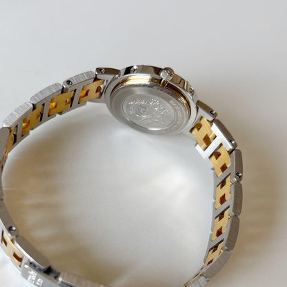 Hermes 1990s Clipper Round Dial Two Tone Gold Plated Watch
