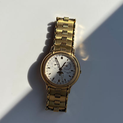 Dior 1990s Moon Phase Triple Calendar Gold Plated Watch