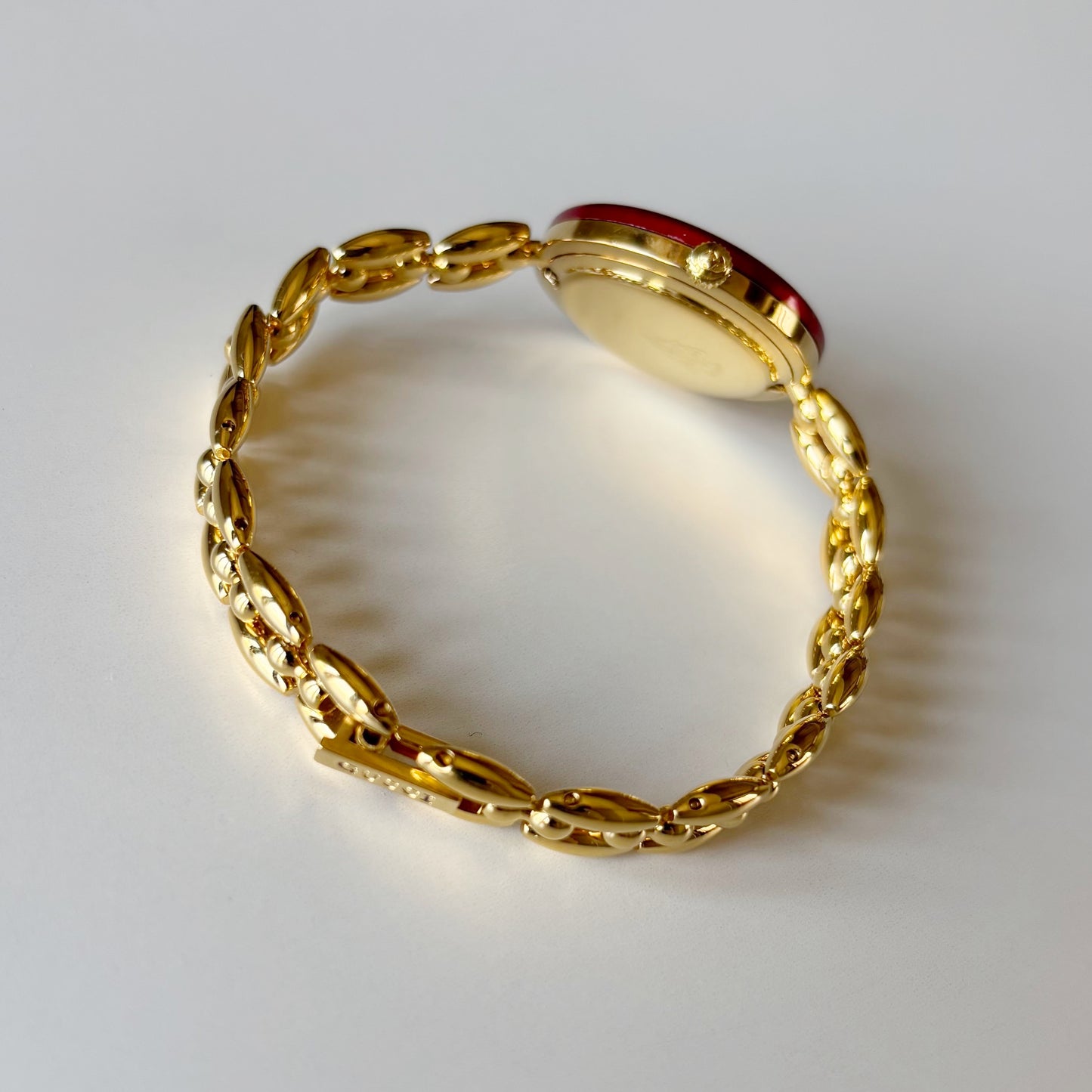 Gucci 1990s Interchangeable Bezel Gold Plated Rice Chain Watch with case, 6 bezels (160mm)
