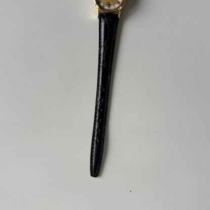 Celine 1980s Seashell Round Dial Gold Plated Watch