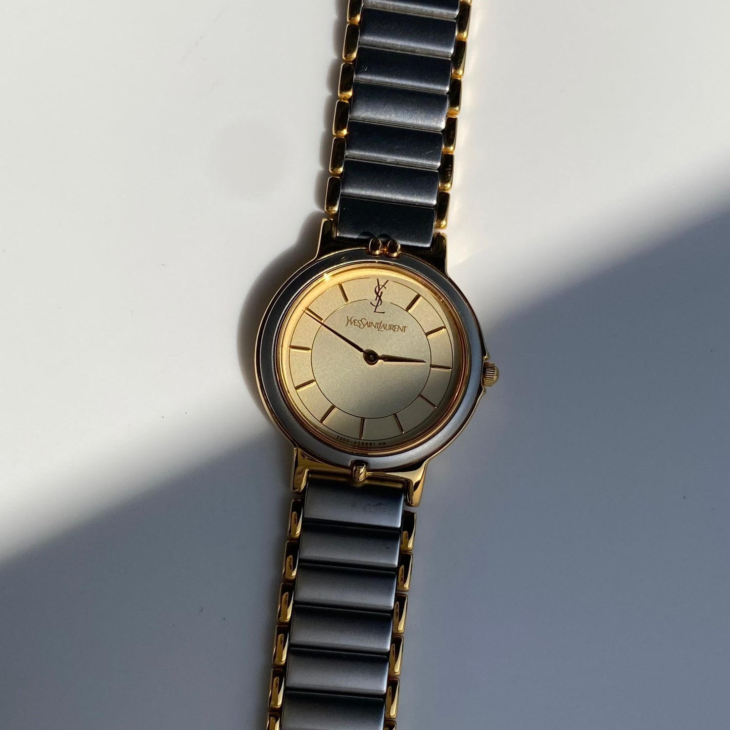 Yves Saint Laurent 1990s Round Dial Two Tone Watch